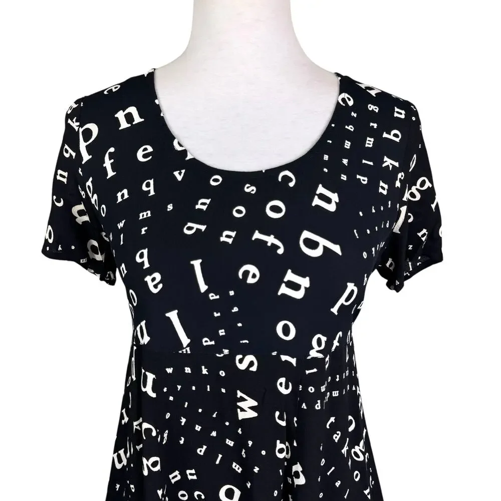 Laundry by Shelli Segal Vintage Black & White Alphabet Mini Dress - Picture 4 of 11